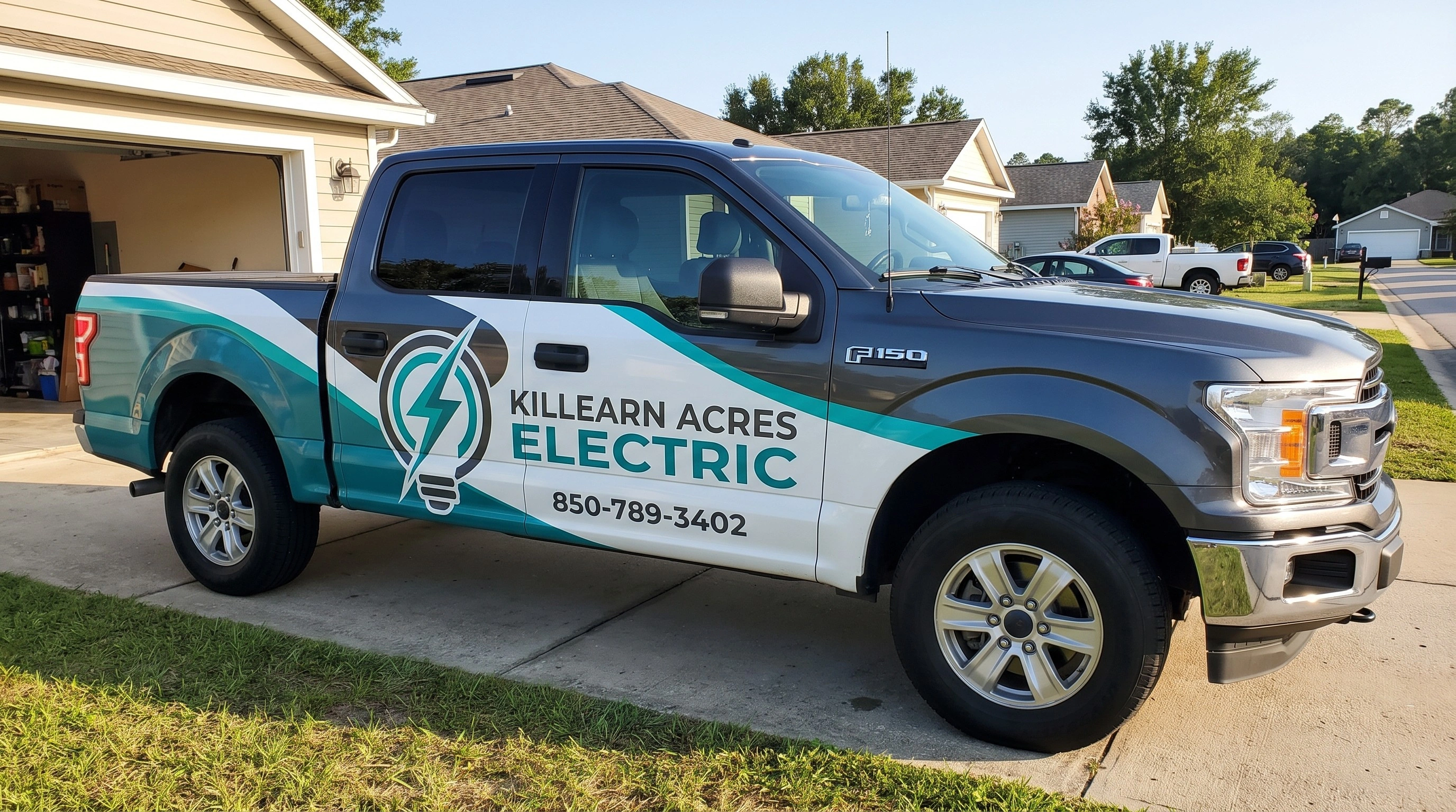 Professional electrician working on a residential electrical panel in Tallahassee, FL